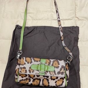 Vintage Falor Leather Leopard Print Crossbody